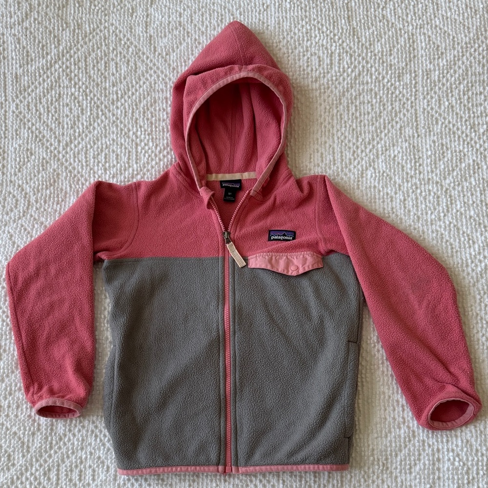 Patagonia Kids' Pink and Gray Fleece Hoodie
